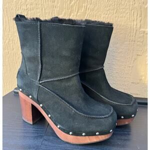UGG Kouri Boots – Black Suede Sherpa Lined Clog – Women’s Size 9